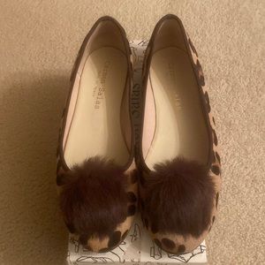 Carmen Salas Cheetah Hair with fur ball flats